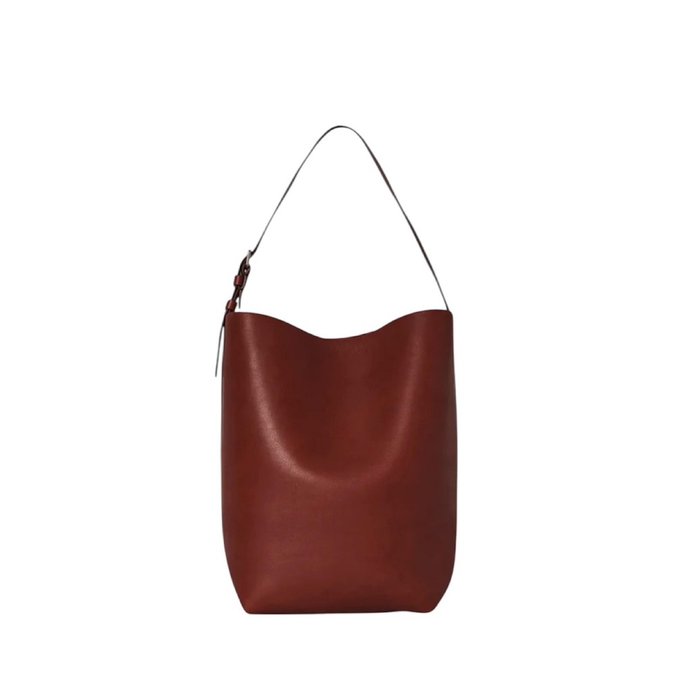 The Row Chestnut Leather Shoulder Tote